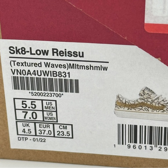 NWT Vans Sk8 Low Reissue Sneakers Textured Waves / Marshmallow Shoes Skate NEW - Picture 4 of 16